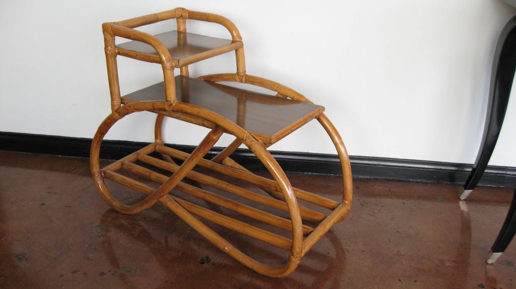 SINGLE RATTAN SIDE TABLE BY PAUL FRANKL