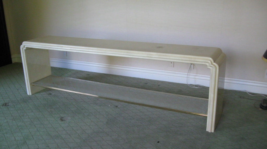 GOATSKIN WATERFALL CONSOLE WITH GLASS SHELF