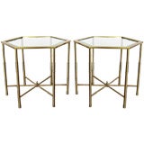 PAIR OF BRASS SIDE TABLES BY MASTERCRAFT