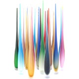 GROUP OF TALL MULTICOLOURED GLASS VASES