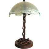 OXIDIZE CHAIN AND GLASS TABLE LAMP
