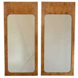 Pair of burled wood wall mirrors