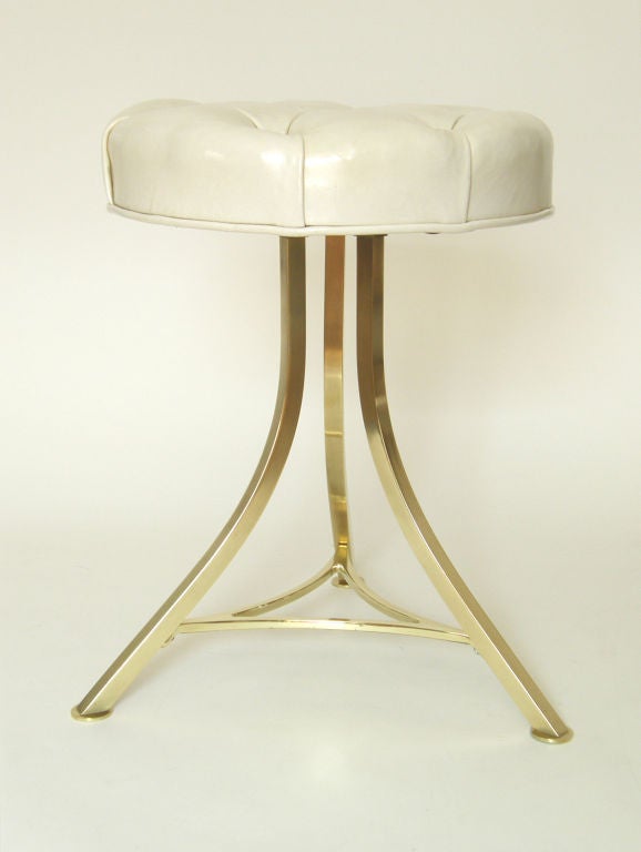 20th Century Brass and leather stool