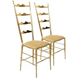 Italian brass highback chairs