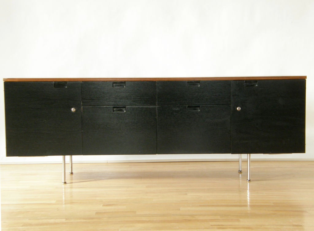 Rosewood and black lacquer credenza designed by George Nelson for Herman Miller.