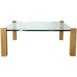 Burled wood and glass coffee table