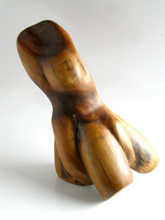 American Craftsman Abstract Torso Sculpture by Slim Schramm Hand Carved Walnut Reclining Figure For Sale