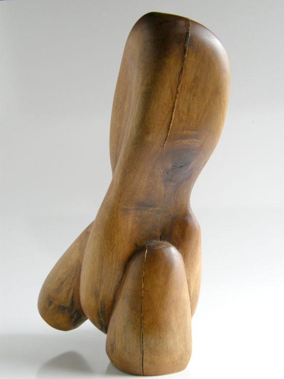 Abstract Torso Sculpture by Slim Schramm Hand Carved Walnut Reclining Figure In Good Condition For Sale In Chicago, IL