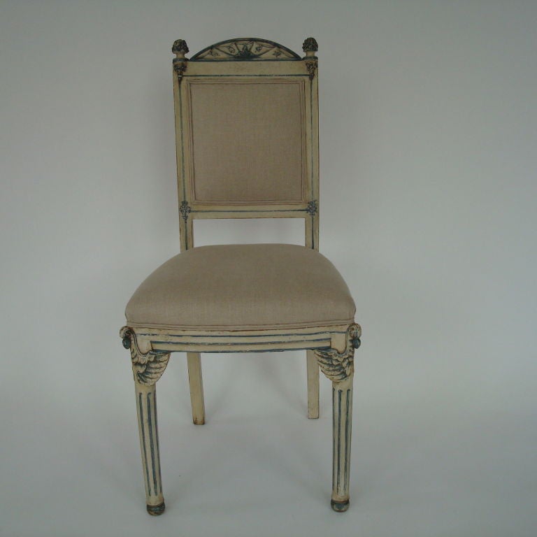 19th Century Pair of Carved Swan Motif Italian Side Chairs