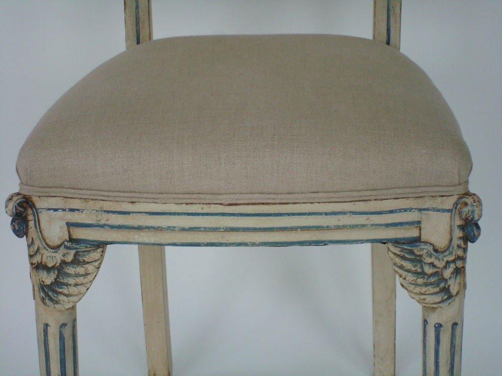 Wood Pair of Carved Swan Motif Italian Side Chairs