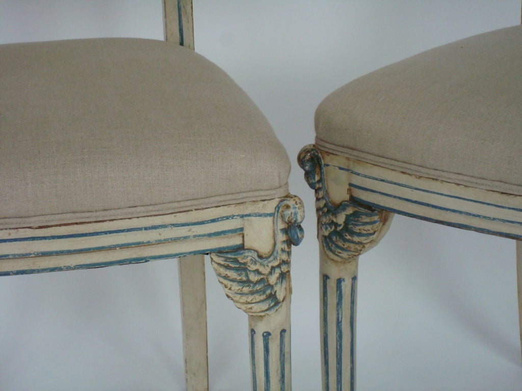 Pair of Carved Swan Motif Italian Side Chairs 1