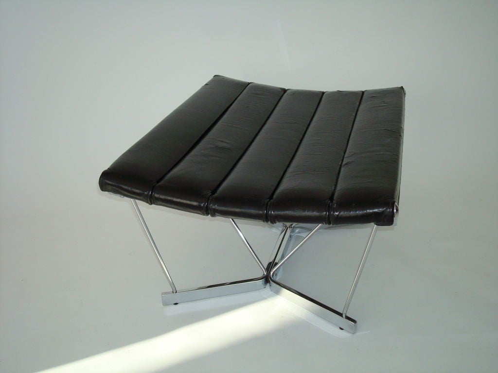 George Nelson Black Leather Catenary Ottoman