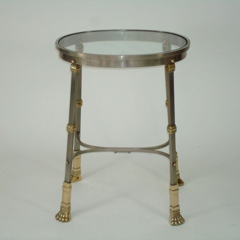 French Side Table with Cast Bronze Claw Feet BY Jansen