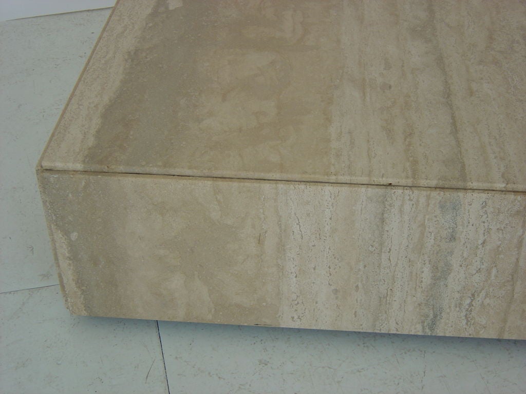 American Travertine Coffee Table attributed to Milo Baughman