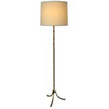 French Brass Reeded Bamboo Floor Lamp by Bagues