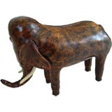 Vintage Leather Elephant with White Leather Tusks