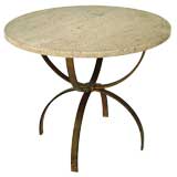 Gilded Hand Wrought Iron and Travertine Table