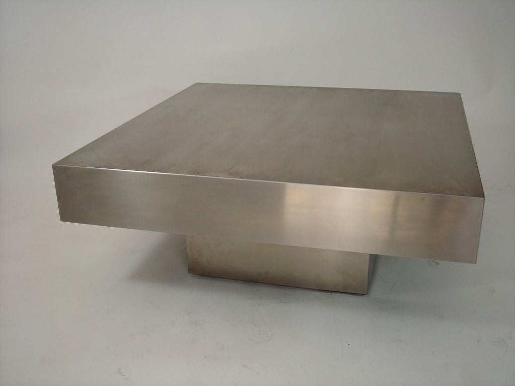 Haifa Table by Michel Boyer, Stainless steel over wood.