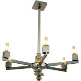 Jacques Adnet Chandelier in Nickel Chrome