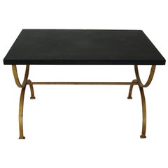 French Gilded Iron and Marble Coffee Table or Side Table