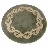 Round Wool French Rug Attributed to Jules Lelu