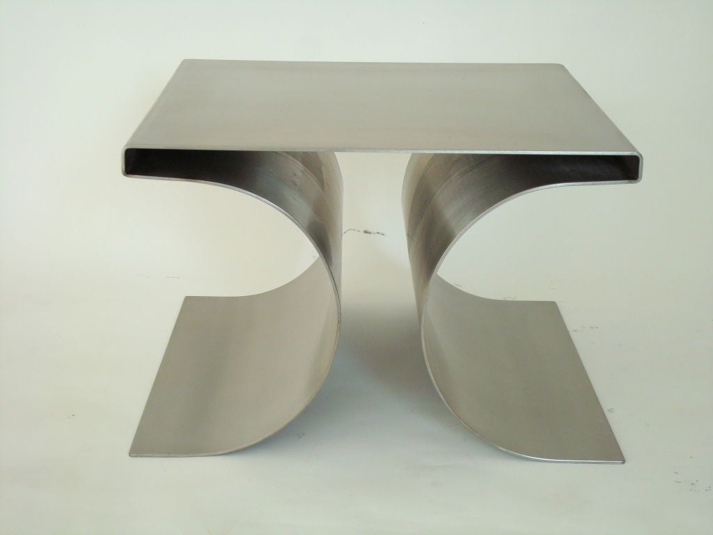 Mid-20th Century Pair of X Stools by Michel Boyer in Stainless Steel