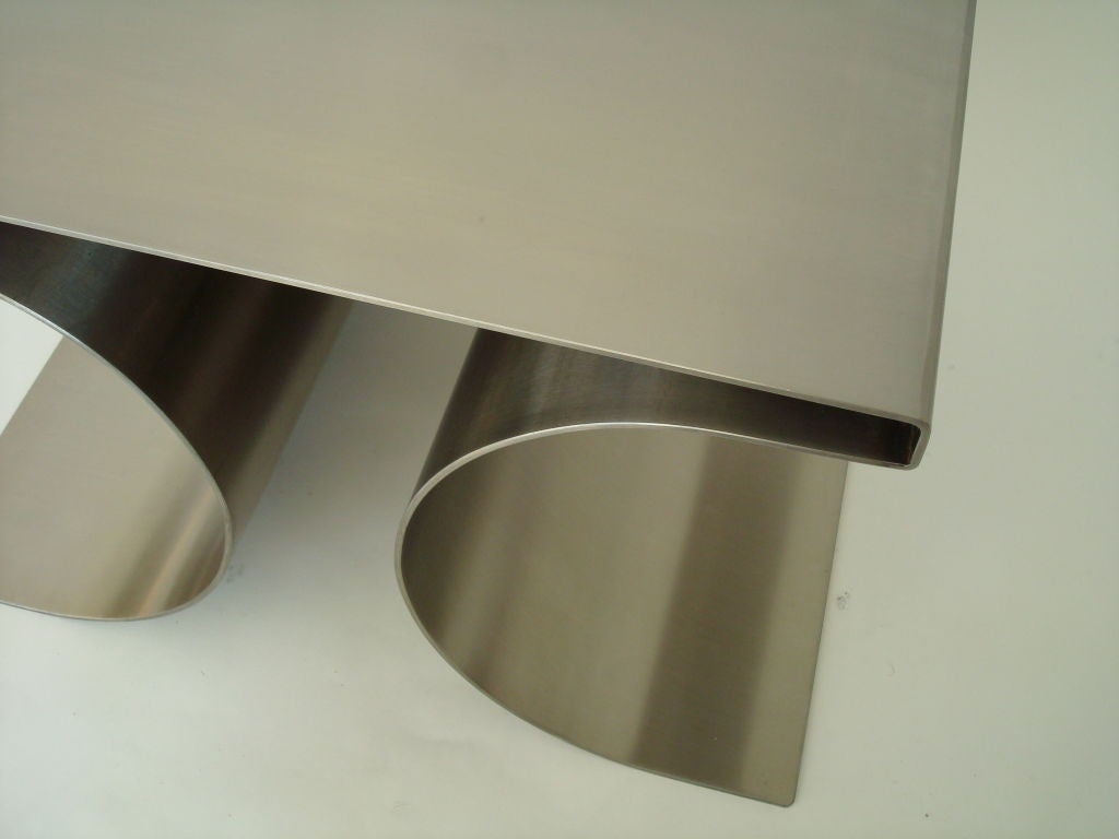 Pair of X Stools by Michel Boyer in Stainless Steel 1