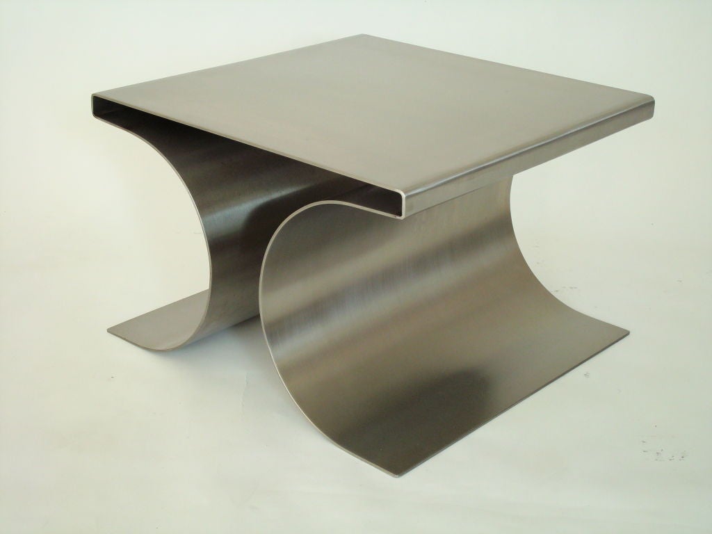 Pair of X Stools by Michel Boyer in Stainless Steel 2