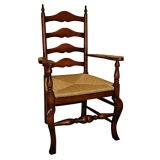 One Pair Of Handcrafted English Armchairs With Rush Seats.