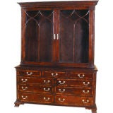 Antique English Handcrafted Cabinet With Glass Doors