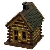 Tramp Art Carved Wood Model Of A Log Cabin