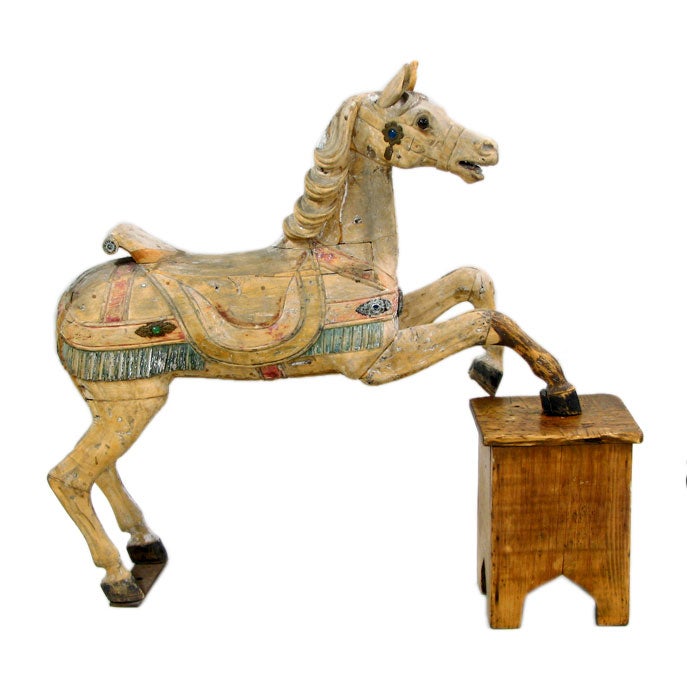 19th Century Carved Wood Carousel Horse.