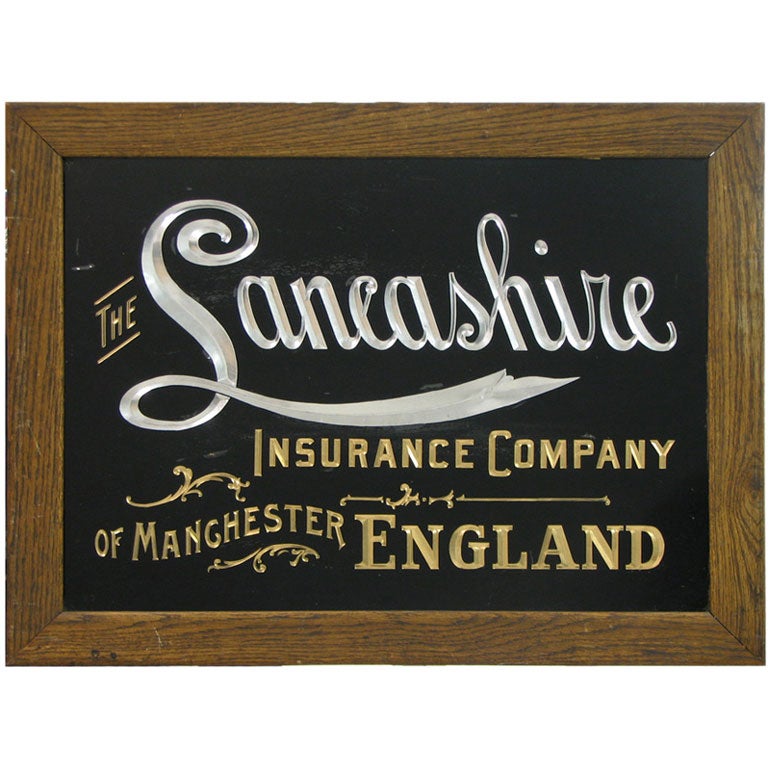 Reverse Painted On Glass English Advertisement.