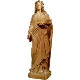 Monumental 18th Century Carved Wood Saint
