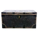 English Leather Clad Trunk With Nickel Nail Head