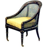 One Pair Of Regency Tub Chairs With Caining, Laquered Finish.