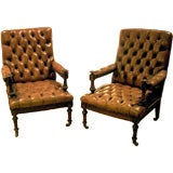 One Pair Of 19th Century English Leather Club Chairs.