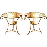 One Pair Nickel And Mirror Directoir Style Side Tables