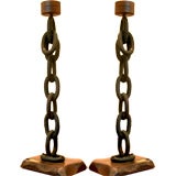 One Pair Of Interesting Ships Chain Candlesticks Of Large Scale.