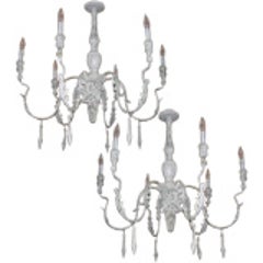 Pair Of Italian Style Carved Wood And Tole Chandelier 6