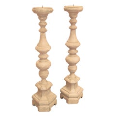 Collection Of Carved Wood Italian Style Pricket Sticks