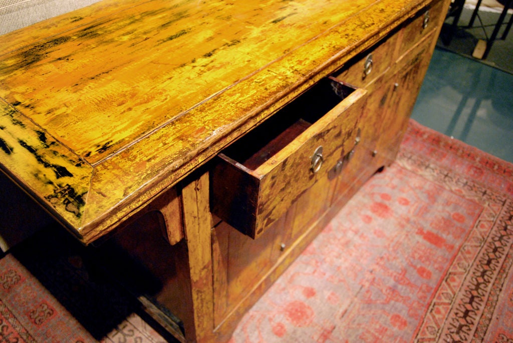 19th Century Yellow Lacquered Coffer