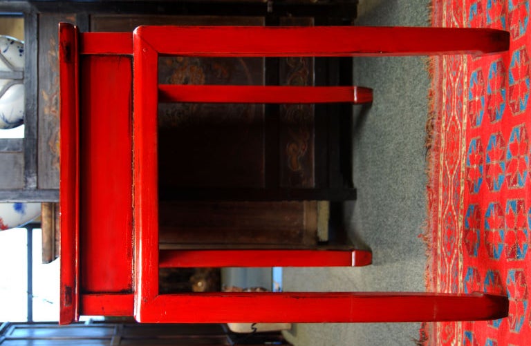 Chinois Bureau laqué rouge