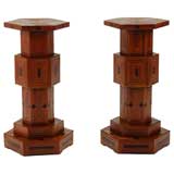 Antique Pair of Bamboo Pedestal Tables