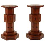 Pair of Bamboo Pedestal Tables Antique Pair of Bamboo Pedestal Tables