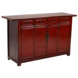 Antique Red Lacquered Low Chest