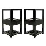 Pair of Side Tables with Lattice Bottoms