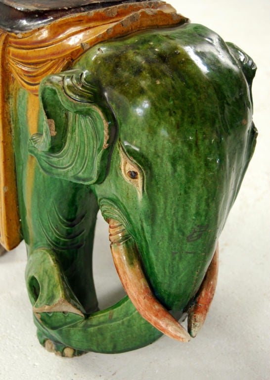 19th Century Ceramic Elephant Garden Stool