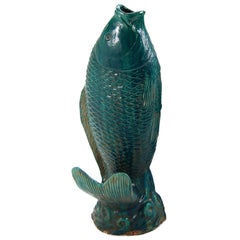 Ceramic Turquoise Glazed Fish Vessel