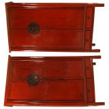 Pair of Red Lacquered Cabinets
